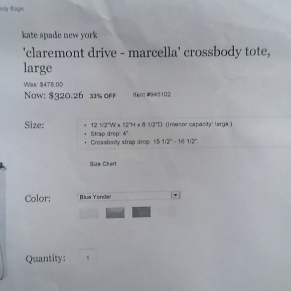 KATE SPADE CLAREMONT DRIVE -MARCELLA TOTE BAG LARGE+DUST BAG - Picture 11 of 12